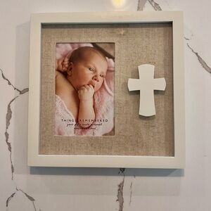 Things remembered. Religious cross photo frame. New